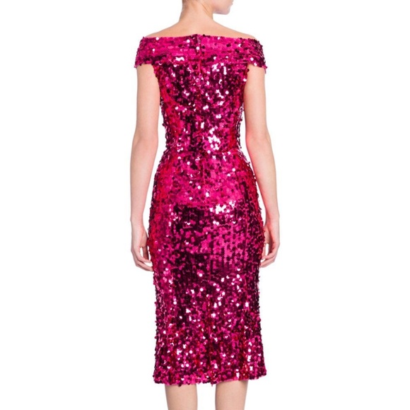 Dolce & Gabbana Fuchsia Sequin Off the Shoulder Dress NWOT MSRP $3495 IT38/US2 - Picture 3 of 12